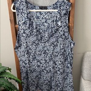 Lane Bryant Floral Sleeveless Top, New, Size 26/28, Navy/White